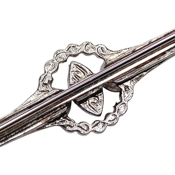 Vintage Mid Century Blue Rhinestone Bar Brooch Edwardian Revival Elegant Pin - Picture 7 of 11